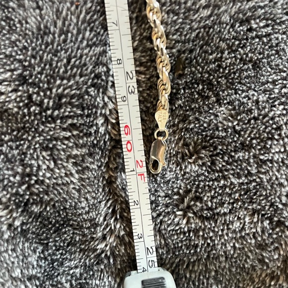 Silver 24” Solid Rope Chain 925 4mm thick Italy - Picture 11 of 15